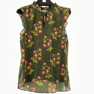 PRICE DROP: JCrew Point Sur Flutter Cap Sleeve Ruffle Tie Neck Floral Blouse